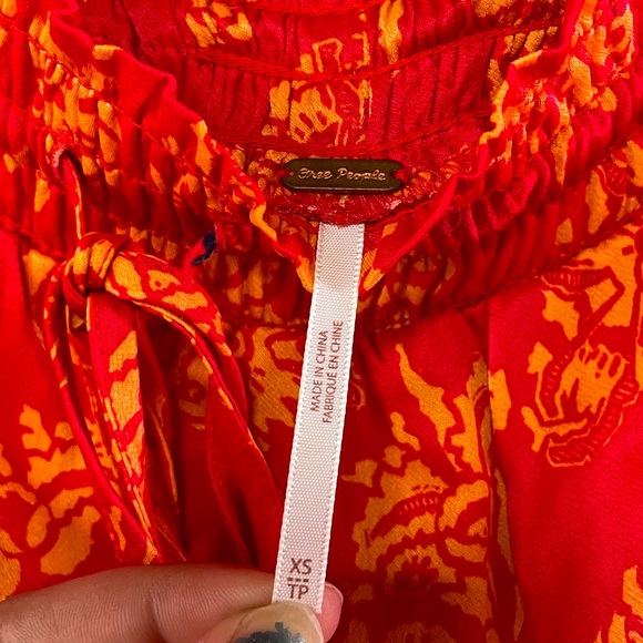 Free People Red Blue Beaded Drawstring Shorts Sz XS Hippie Boho Festival - Picture 5 of 5